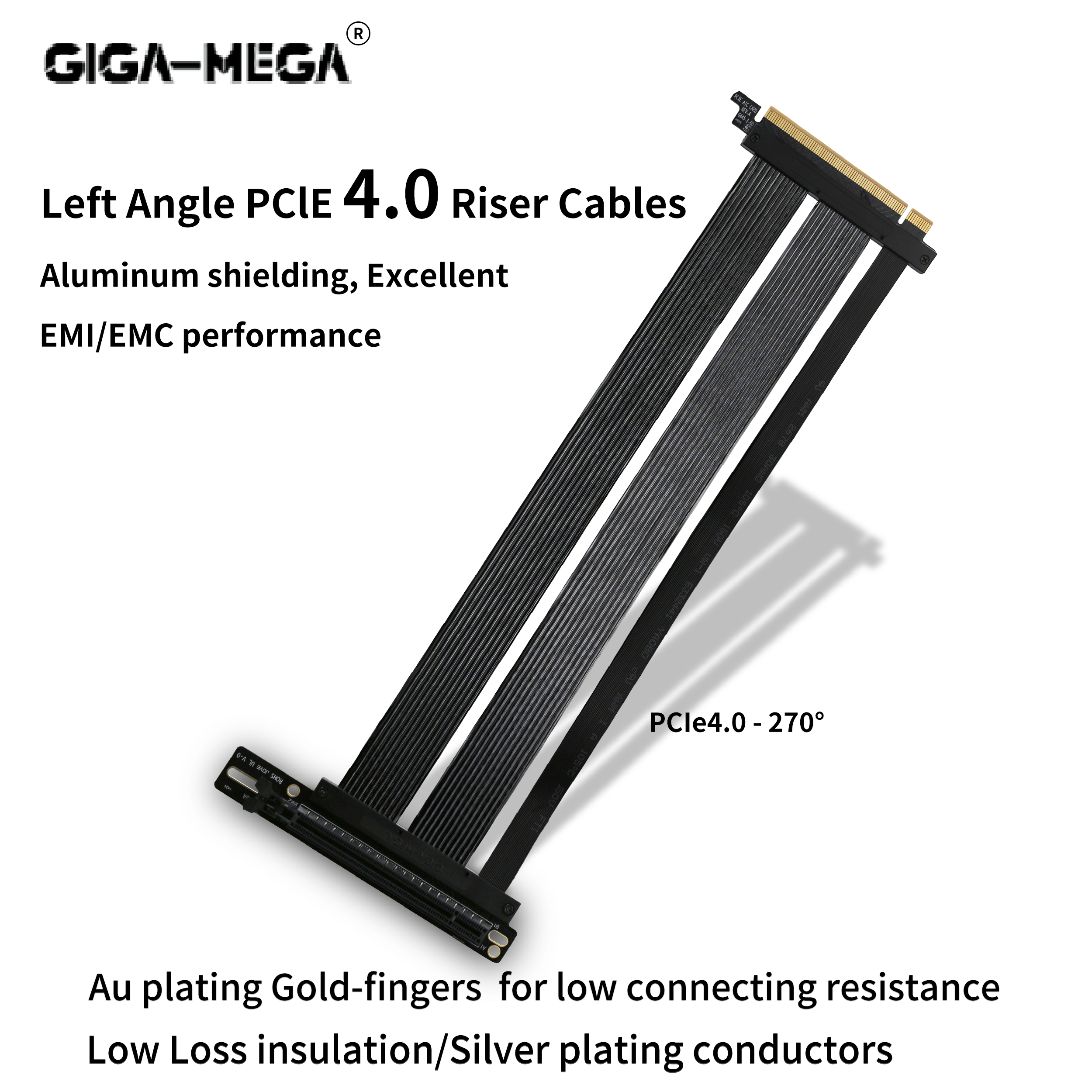 Gpu Vertical Mount - Left Angle PClE 4.0 Riser cable