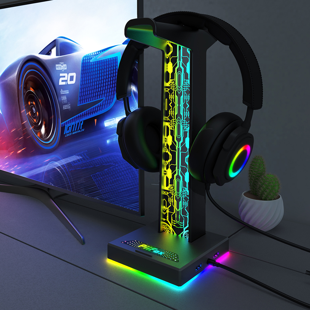 Pc Gaming Rgb - RGB Gaming Headphone Stand Dual USB