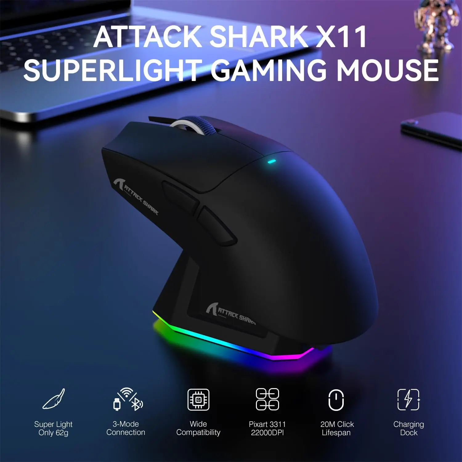 ATTACK SHARK X11 Lightweight T - Pc Gaming Rgb incelemesi ve fiyatı