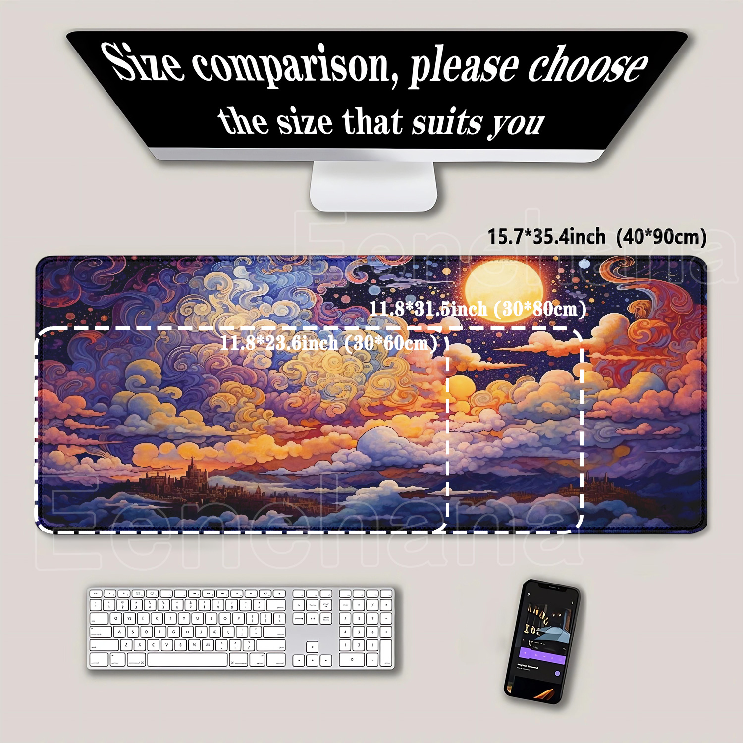 Large Mouse Pad Full moon and  - Pc Gaming Cloud Free incelemesi ve fiyatı