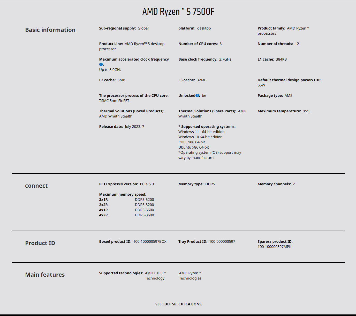 AMD Ryzen 5 7500F CPU AMD R5 7 - Pc Gaming Ryzen 5 incelemesi ve fiyatı